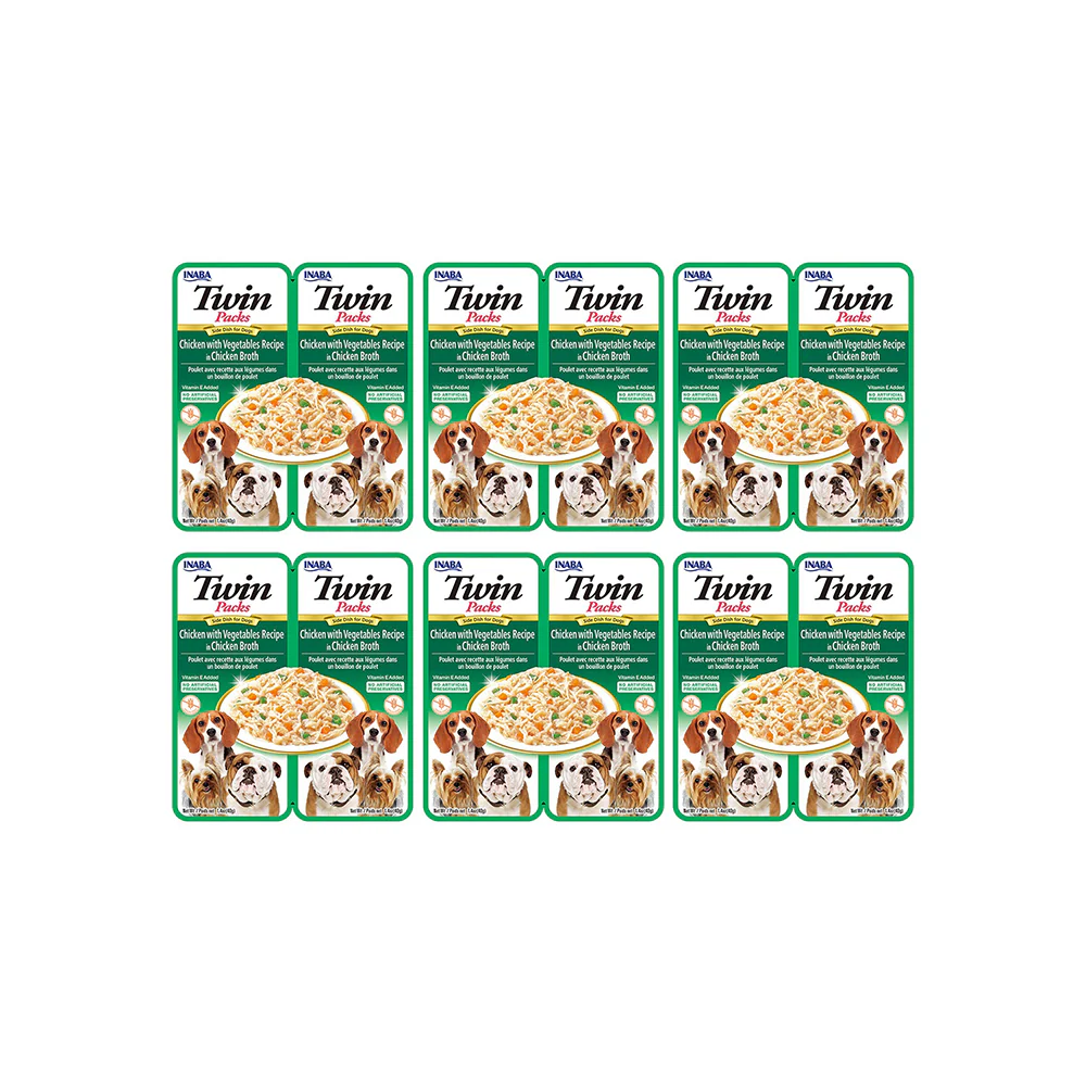 INABA Twins Packs Chicken with Vegetables in Chicken Flavored Broth Dog Treats 2x40g - Image 2