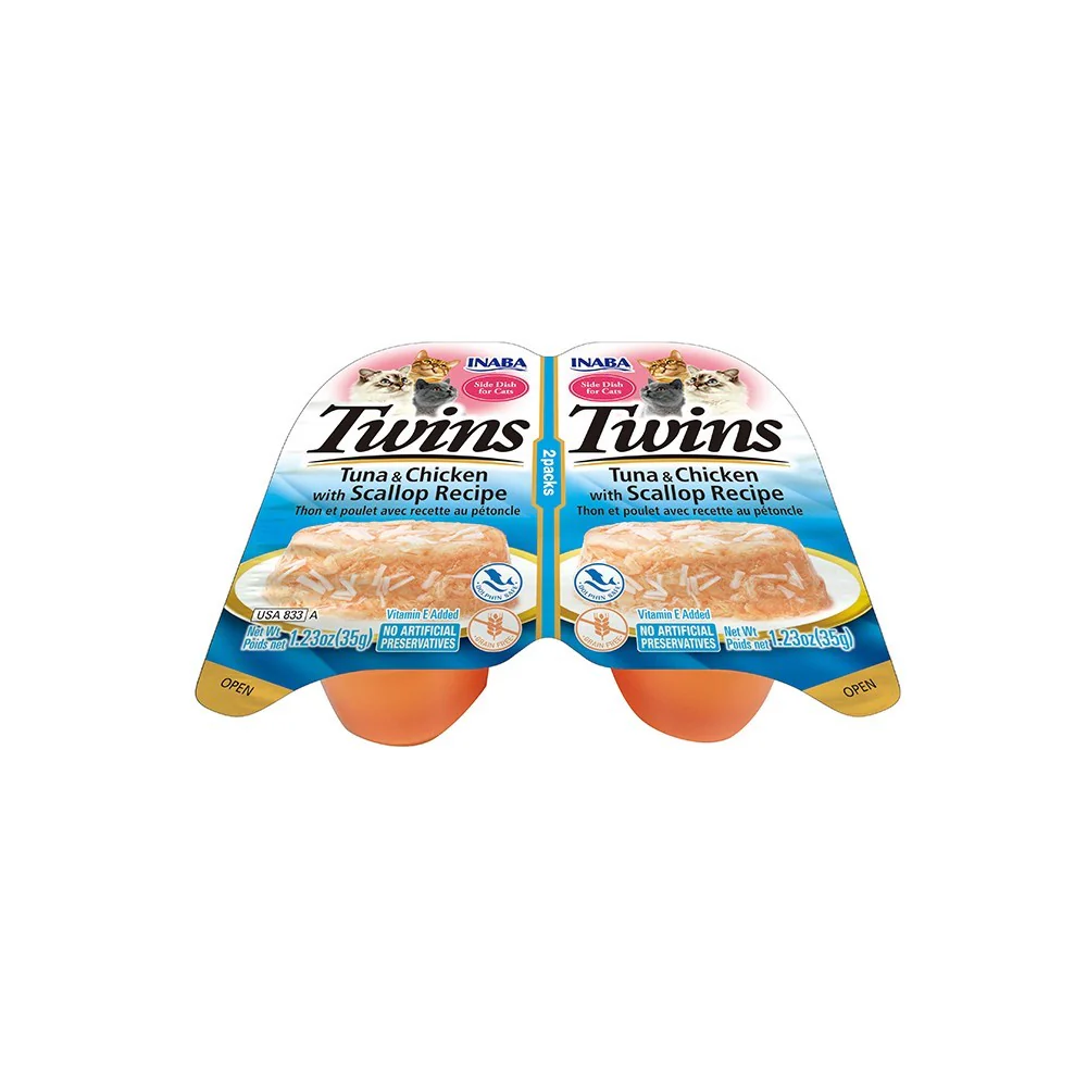 INABA Twins Tuna & Chicken with Scallop Recipe Jelly Cat Treats 2x35g - Image 2