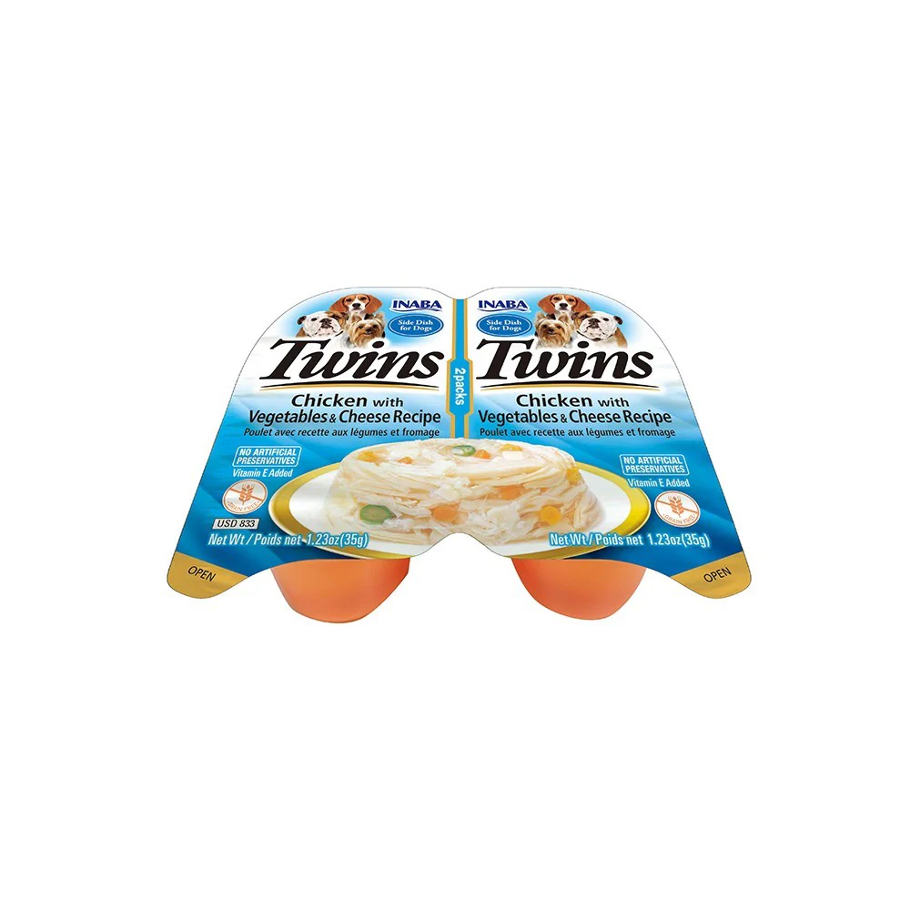 INABA Twins Chicken with Vegetables & Cheese Recipe Dog Treats 2x35g