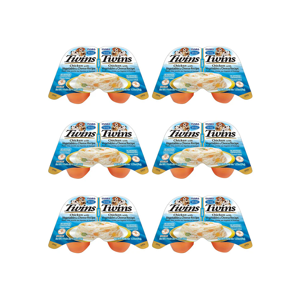 INABA Twins Chicken with Vegetables & Cheese Recipe Dog Treats 2x35g - Image 2