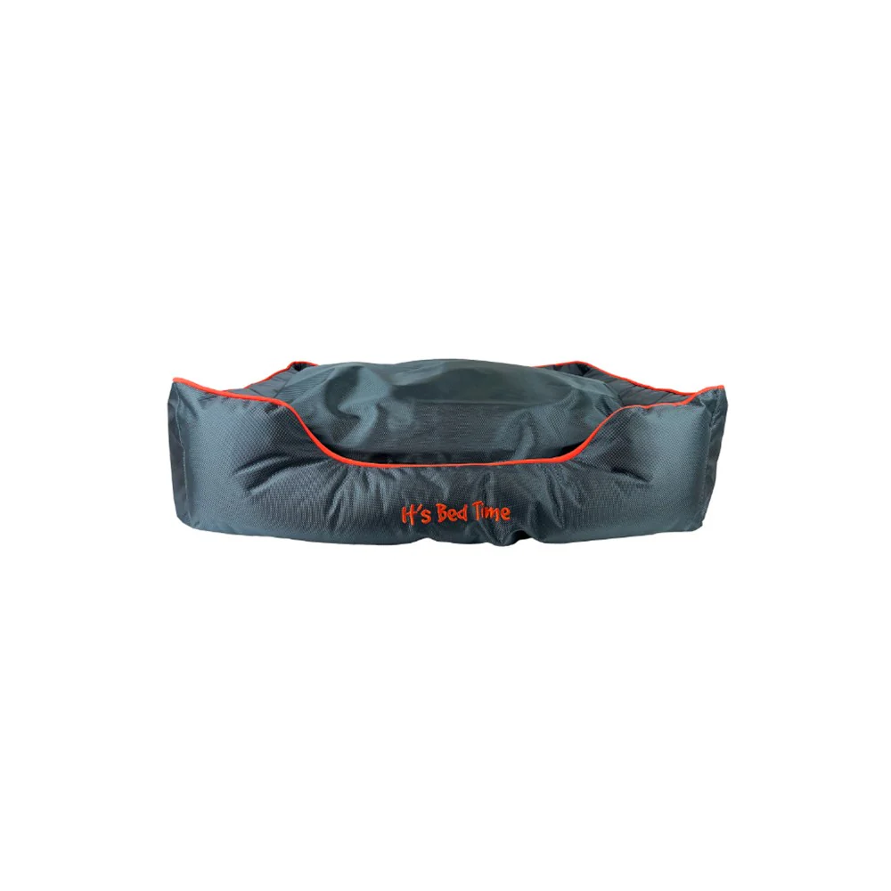 IT'S BED TIME Large Charcoal Orange Ecofill Lounge Dog Bed