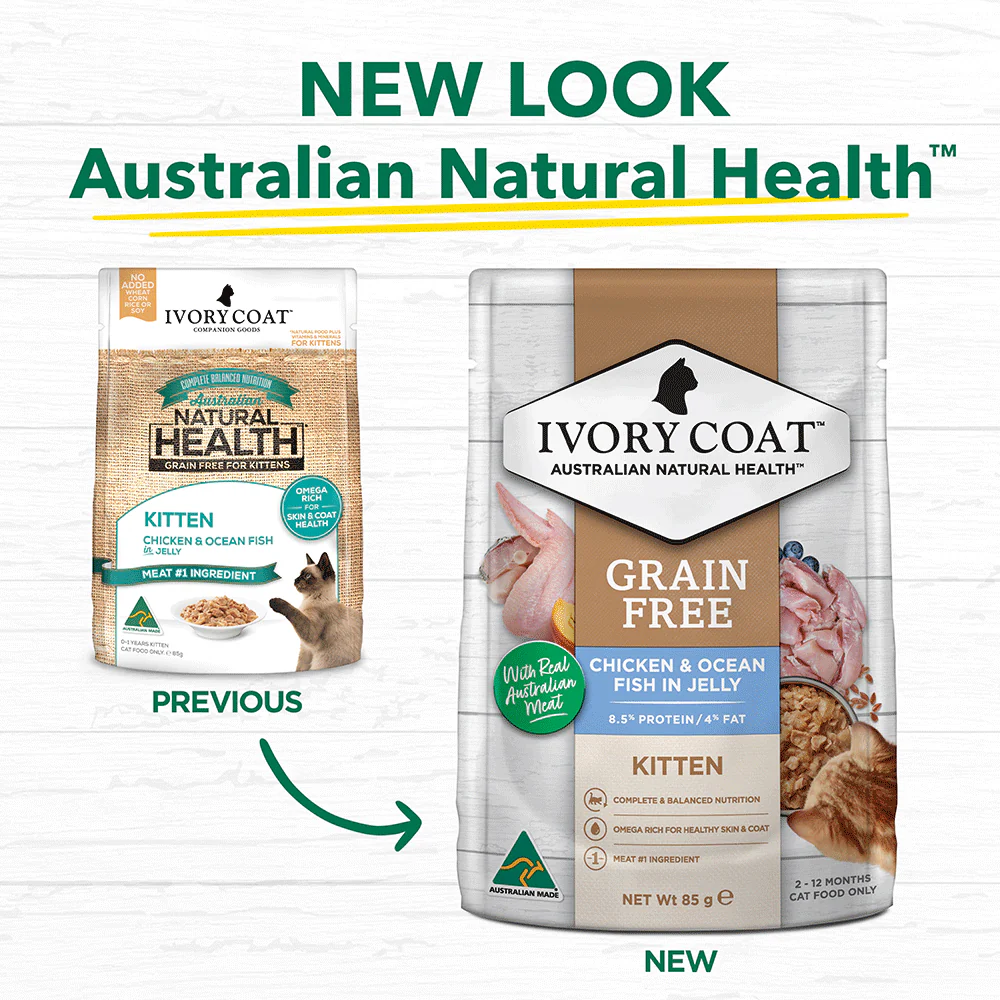 IVORY COAT Grain Free Chicken & Ocean Fish Jelly Kitten Wet Cat Food 85g x 12 - Image 2