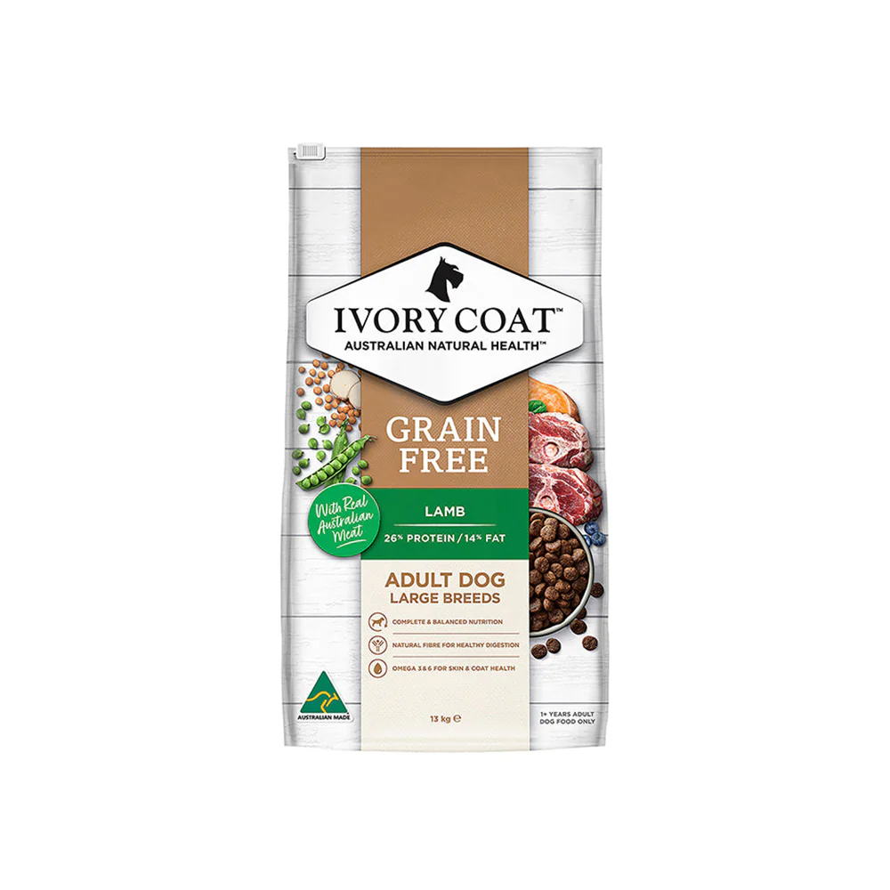 IVORY COAT Grain Free Lamb Adult Large Breed Dog Food 13kg
