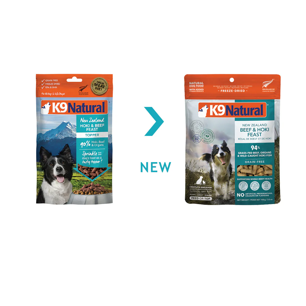 K9 Natural Freeze Dried Hoki & Beef Feast Topper 100g - Image 3