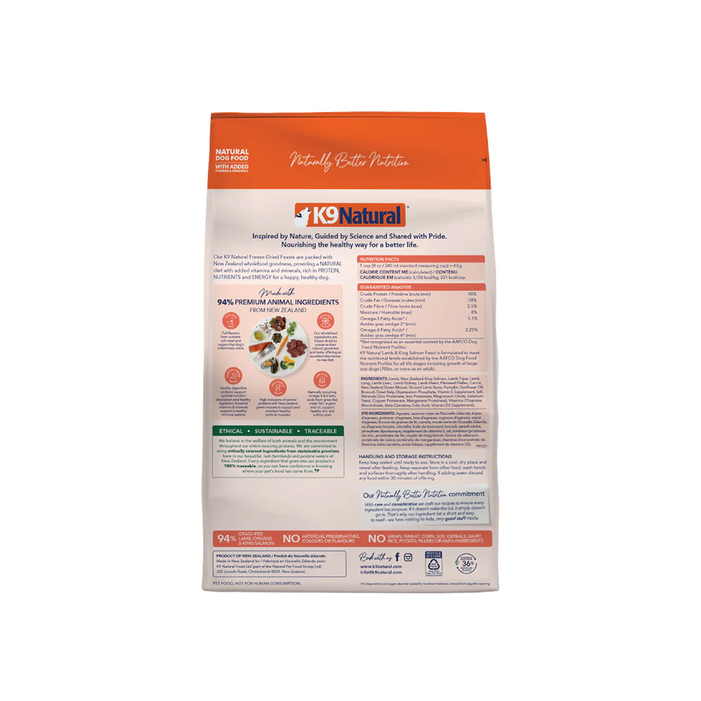 K9 NATURAL Lamb & King Salmon Freeze Dried Dog Food - Image 5