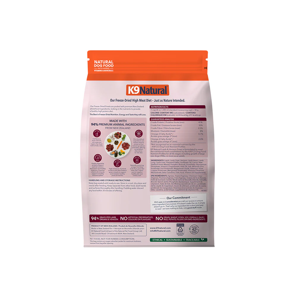 K9 NATURAL Lamb & Venison Freeze Dried Dog Food - Image 10