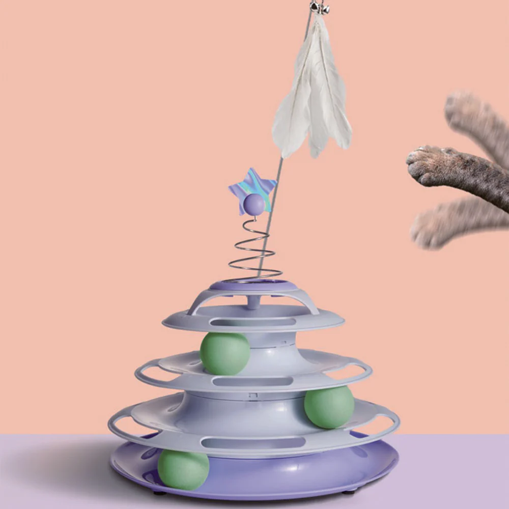 KARA PET Cat Turntable Toy With Balls - Light Purple - Image 3