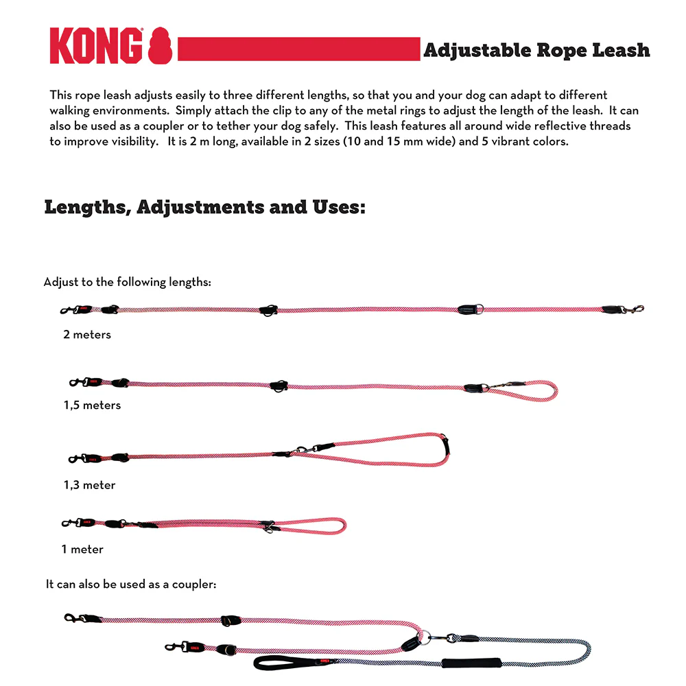 KONG Adjustable Rope Red Leashes - Image 2