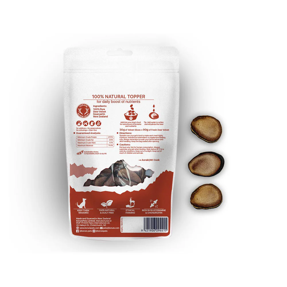 KORURE PETS Deer Velvet Slices Dog Food Topper 30g - Image 2