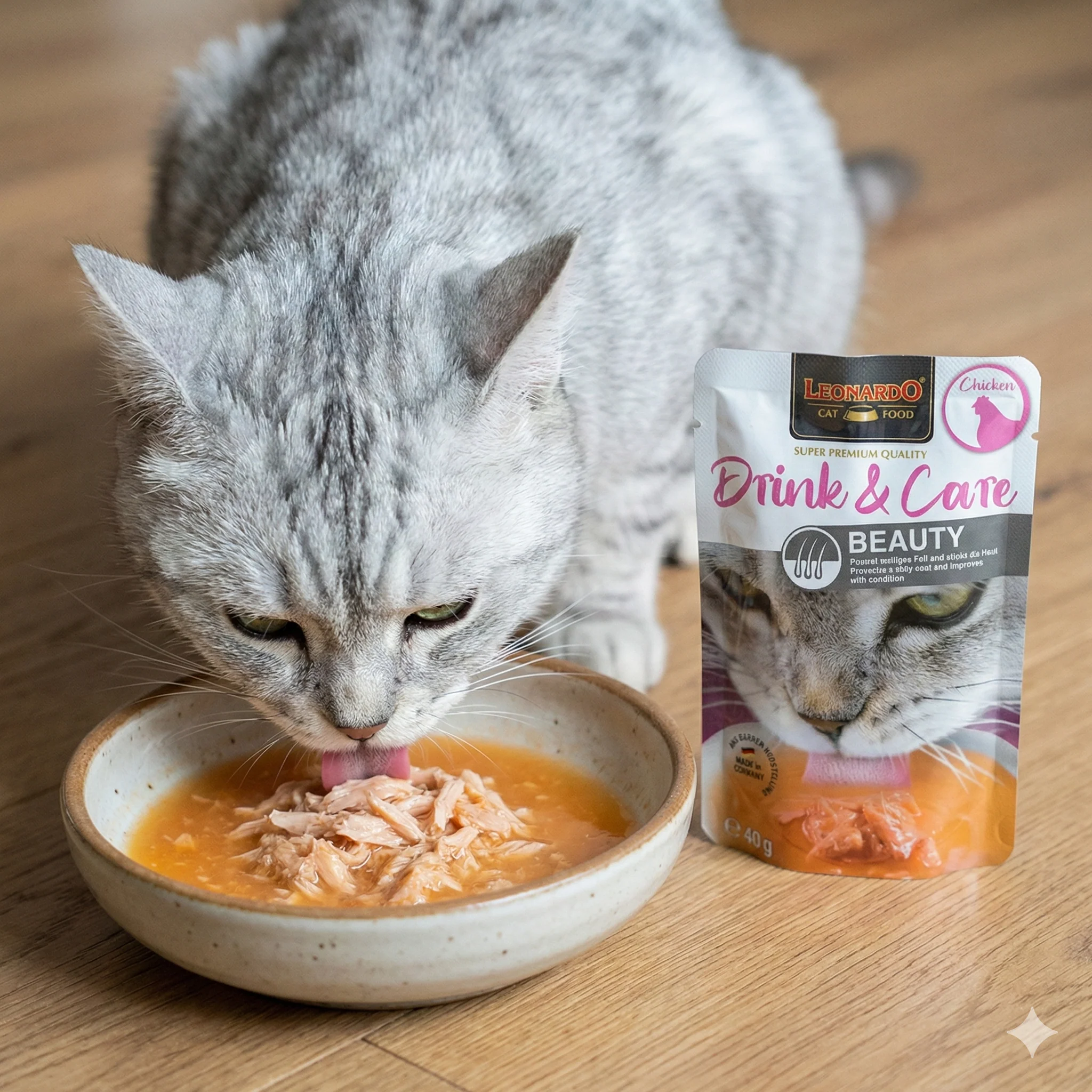 LEONARDO Drink & Care Beauty Chicken Wet Cat Food - Image 4