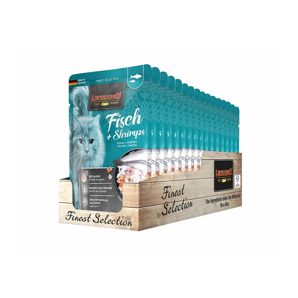 LEONARDO Finest  Selection Fish + Shrimps Wet Cat Food - Image 3