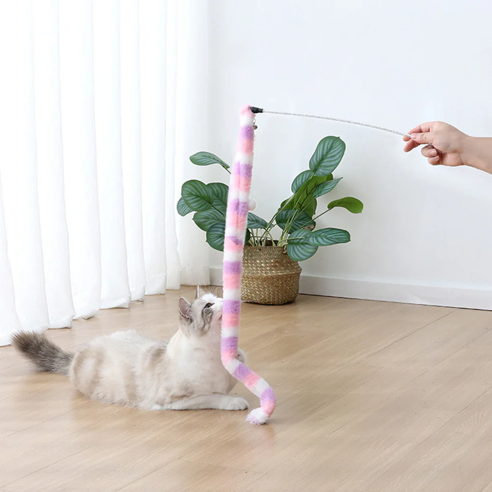 Light-Colored Plush Rainbow Snake Cat Teaser - Image 2