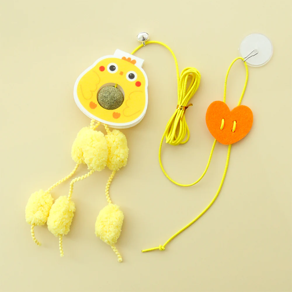 Little Yellow Chicken Hanging Door With Elastic Swing & Catnip Ball Cat Toy - Image 2