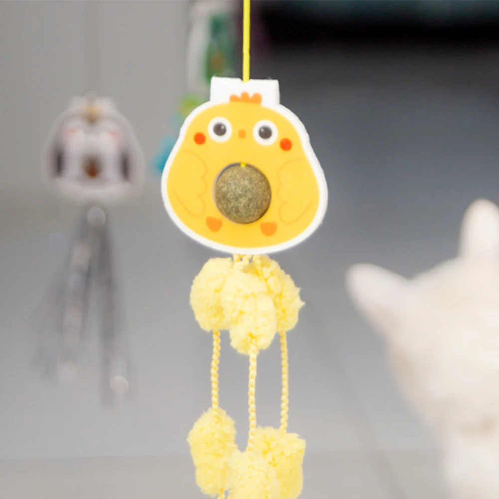 Little Yellow Chicken Hanging Door With Elastic Swing & Catnip Ball Cat Toy - Image 3
