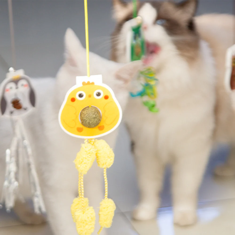 Little Yellow Chicken Hanging Door With Elastic Swing & Catnip Ball Cat Toy - Image 4