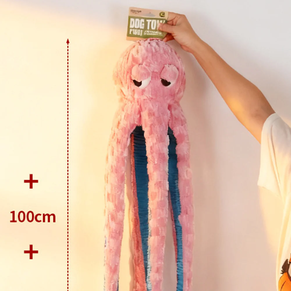 Long Dog Tug Toy Octopus Squeaky Interactive - Image 3