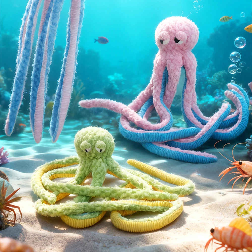 Long Dog Tug Toy Octopus Squeaky Interactive - Image 6