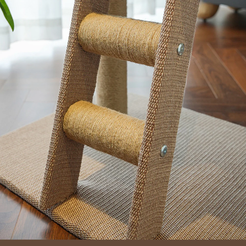 Low Cat Tree with Raised Bed & Sisal Scratching Posts – Step Design - Image 9