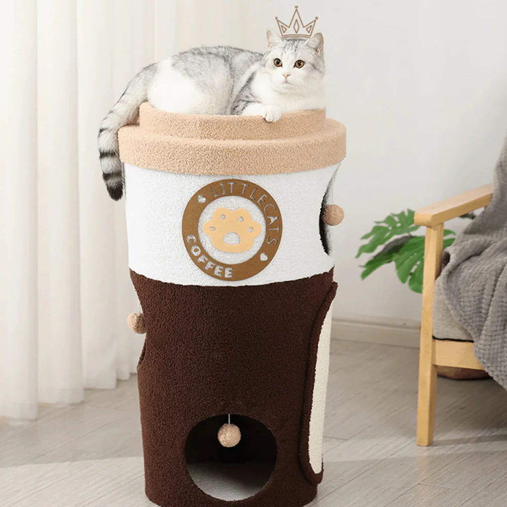 MARTINA Milk Tea Cup Cat Dual-Level Condo L - Image 4