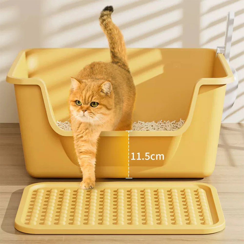 Large Cat Litter Box with Anti-Tracking Mat – 50cm Open Litter Tray Set - Image 6