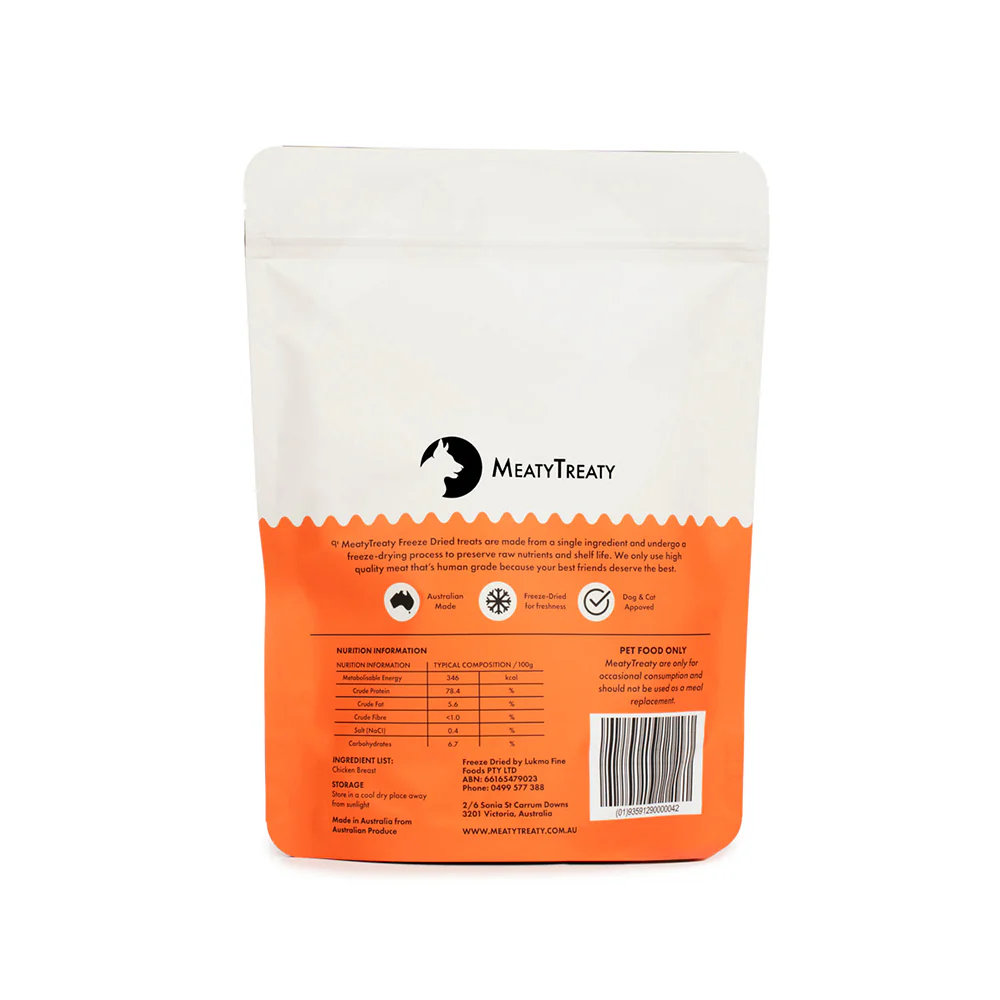MEATY TREATY Chicken Breast Freeze Dried Dog & Cat Treats 100g - Image 2