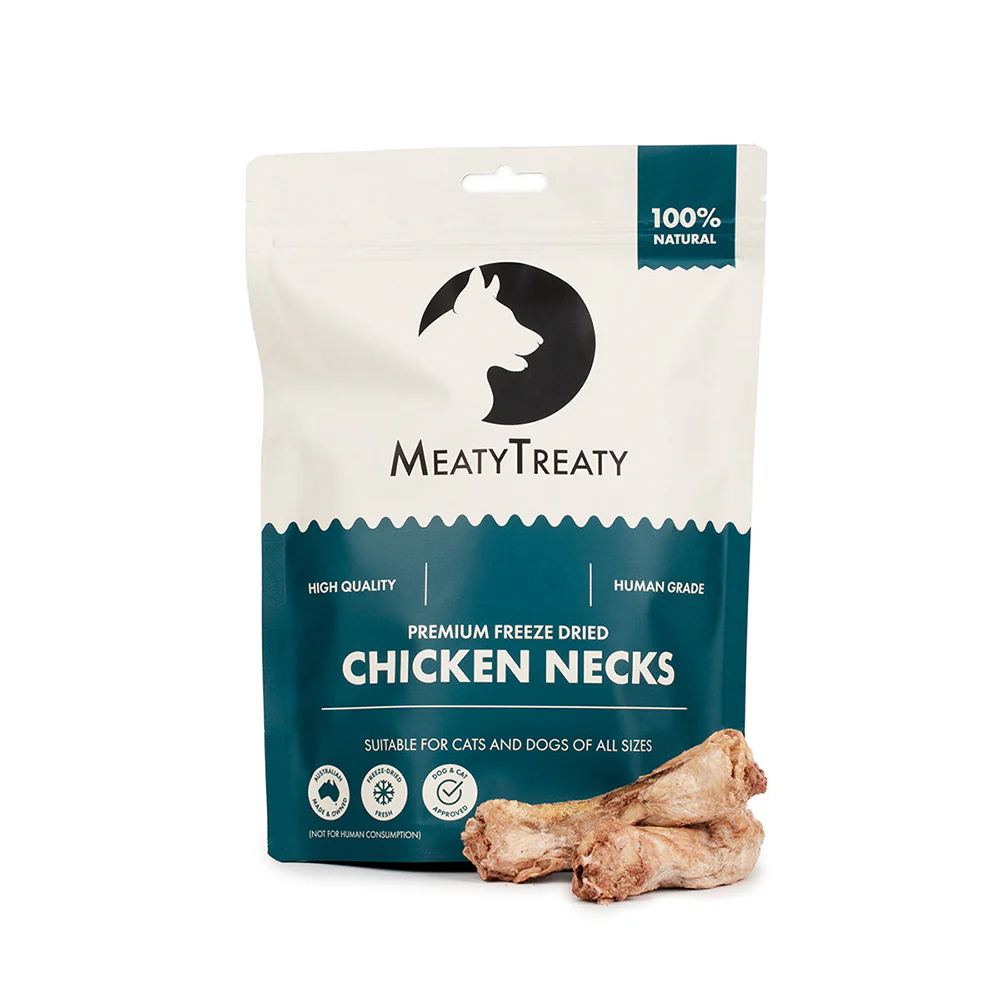 MEATY TREATY Chicken Neck Freeze Dried Dog & Cat Treats 100g - Image 3