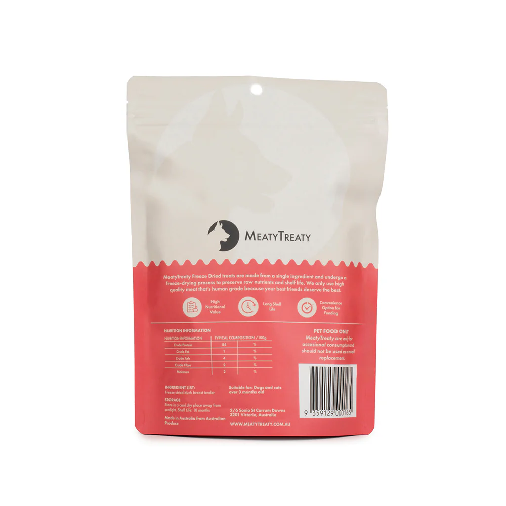 MEATY TREATY Freeze Dried Duck Breast Pet Treats 50g - Image 2