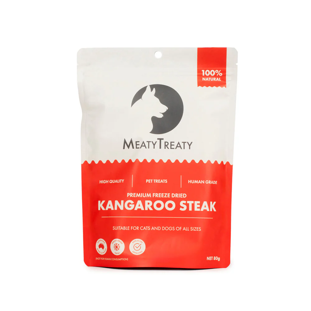 MEATY TREATY Freeze Dried Kangaroo Steak Pet Treats 80g