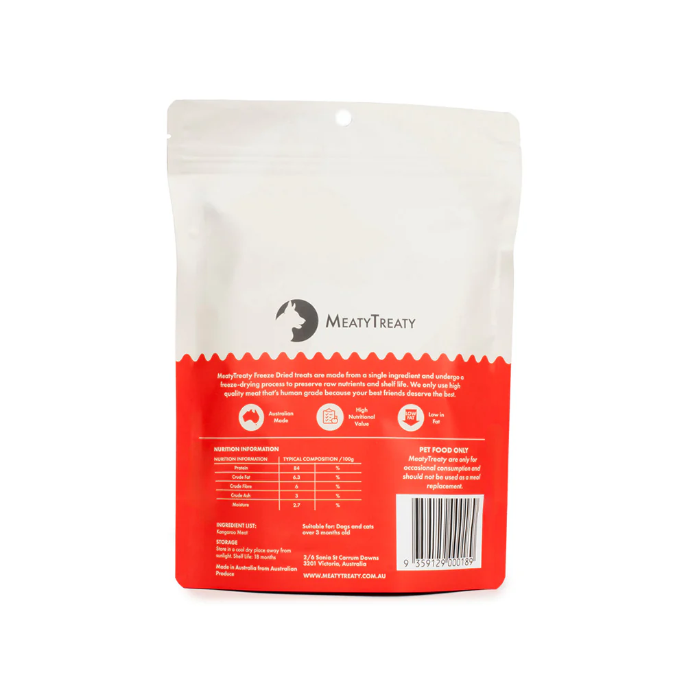 MEATY TREATY Freeze Dried Kangaroo Steak Pet Treats 80g - Image 2
