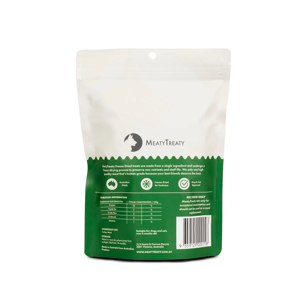 MEATY TREATY Freeze Dried Turkey Pet Treats 80g - Image 2