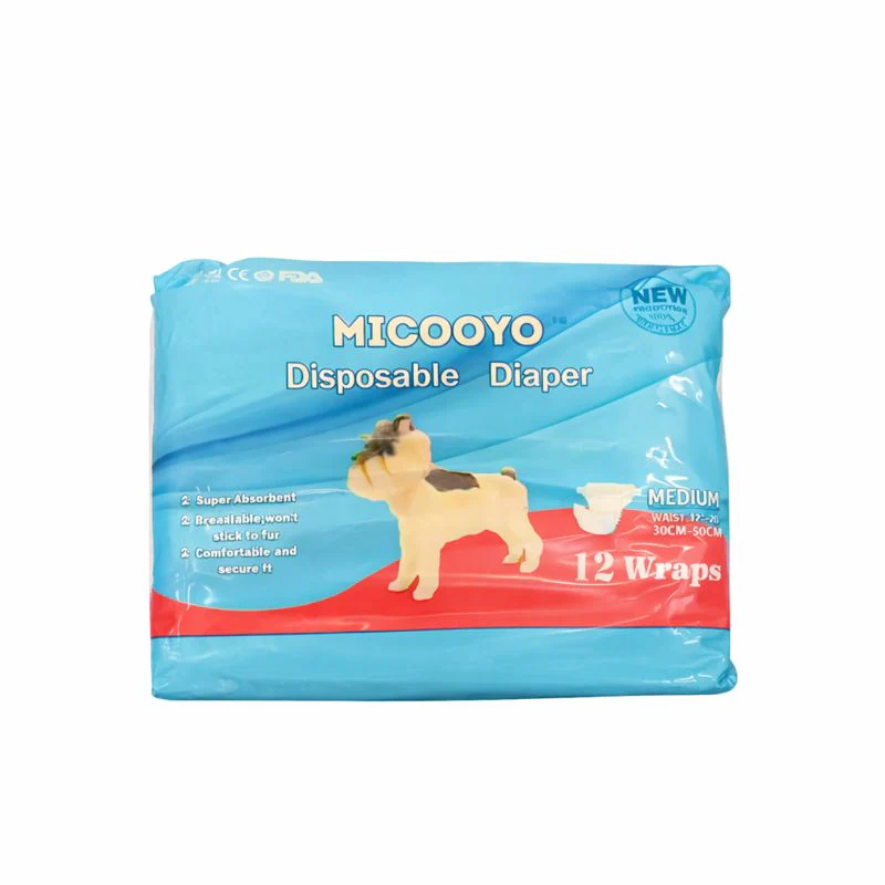 MICOOYO Disposable Dog Diapers – Medium Size, 12 Pack