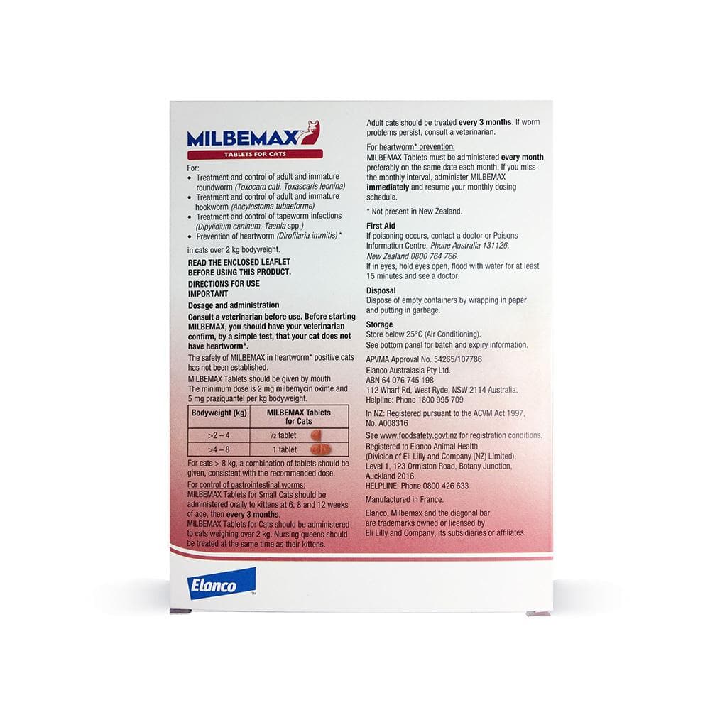 MILBEMAX Allwormer Cat Over 2KG 2 Tablets - Image 4