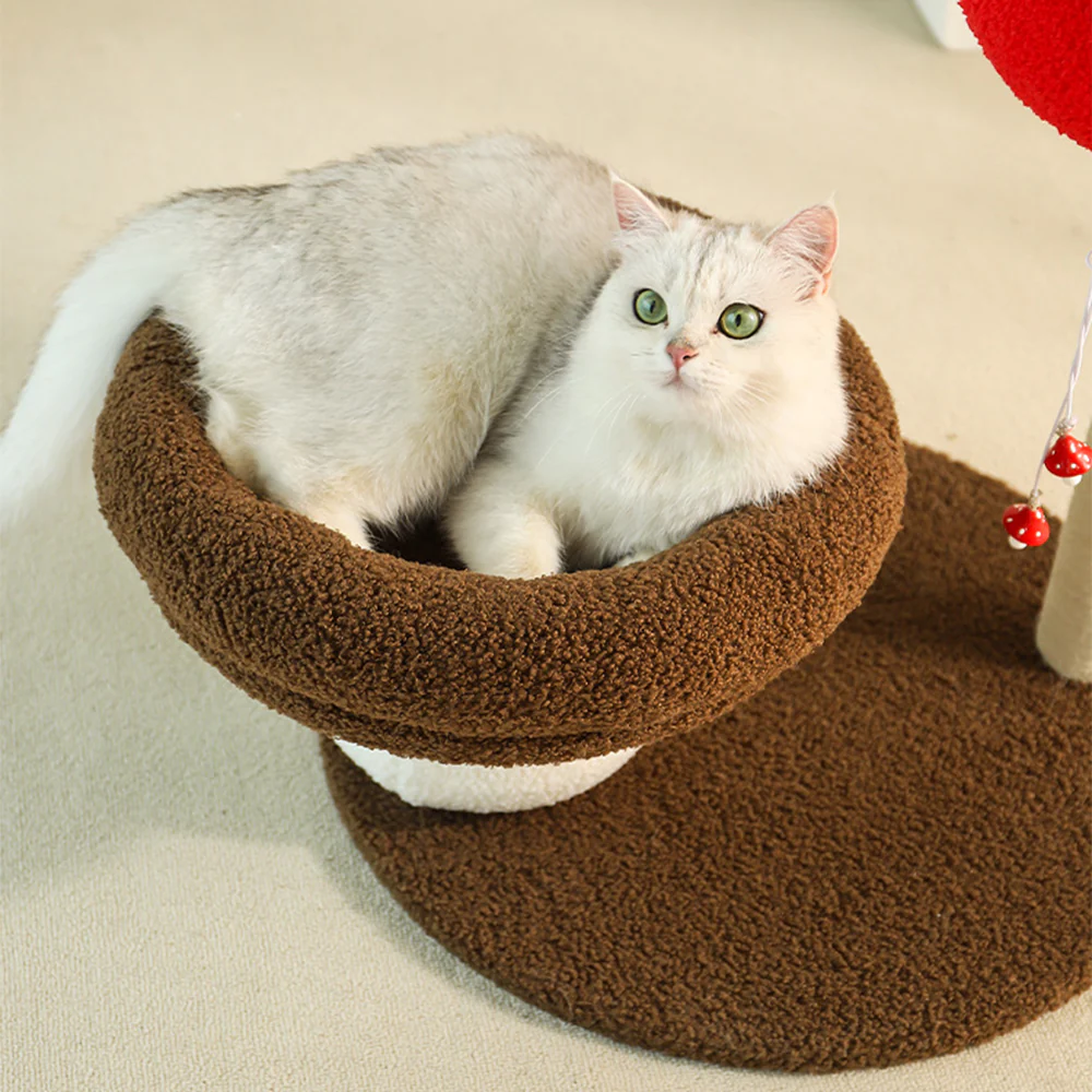 Mushroom-Shaped Cat Tree with Sisal Scratching Post & Cat Bed - Image 3