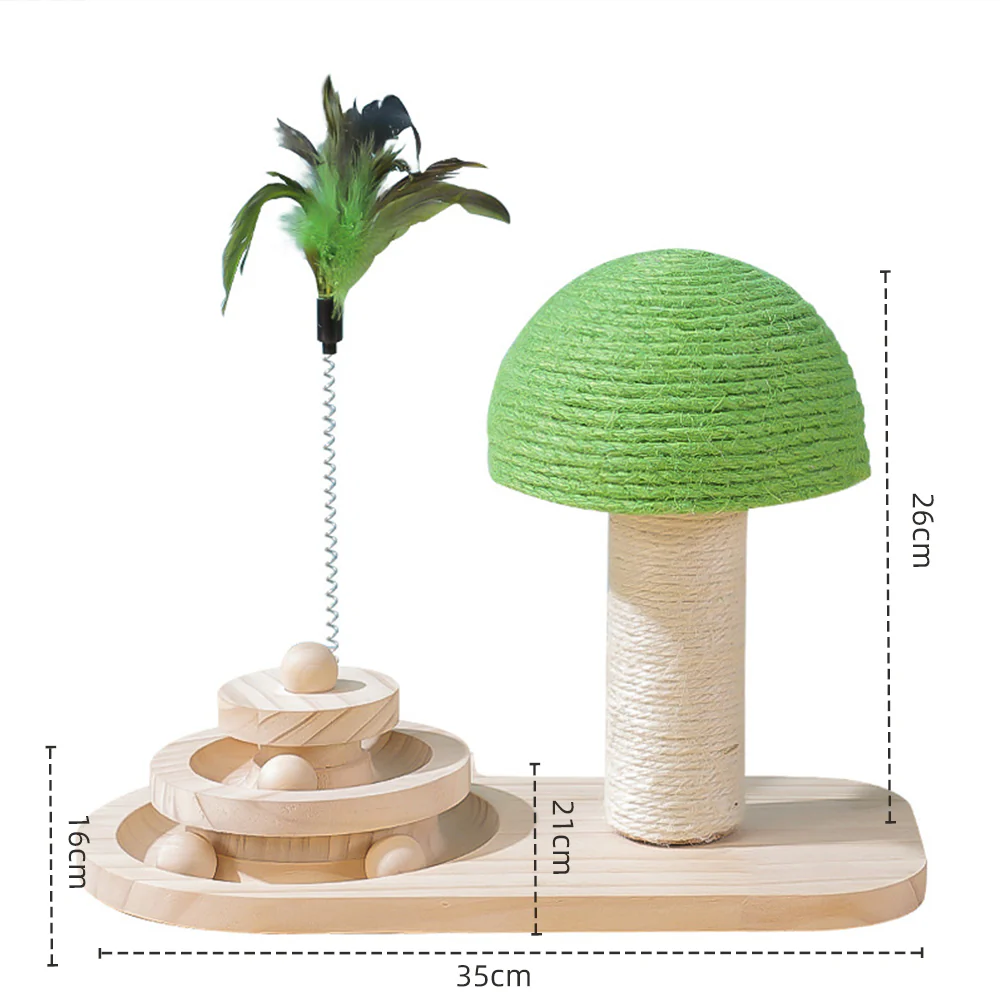 Mushroom Turntable Solid Wood Cat Scratcher - Image 2