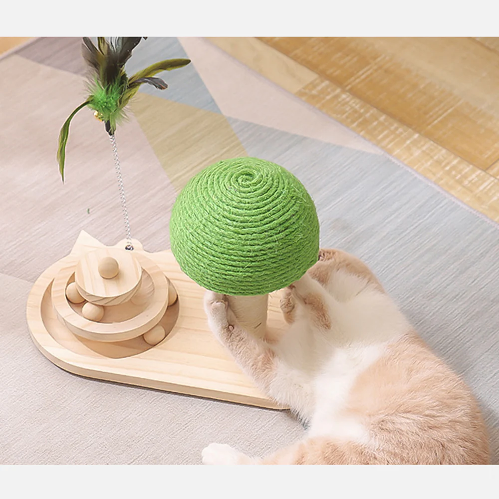Mushroom Turntable Solid Wood Cat Scratcher - Image 5