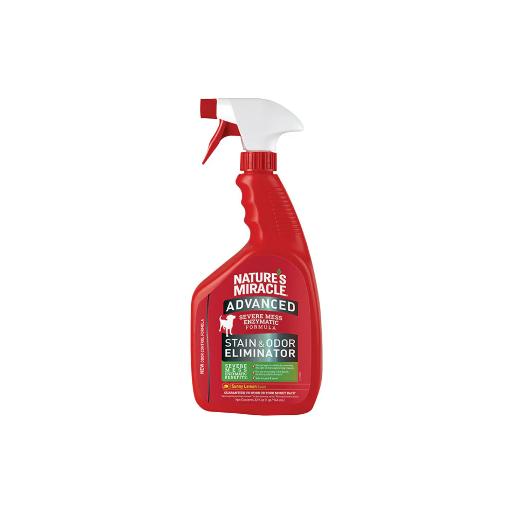 NATURE'S MIRACLE Advanced Platinum Stain & Odour Eliminator Sunny Lemon Scent for Dogs 946ml
