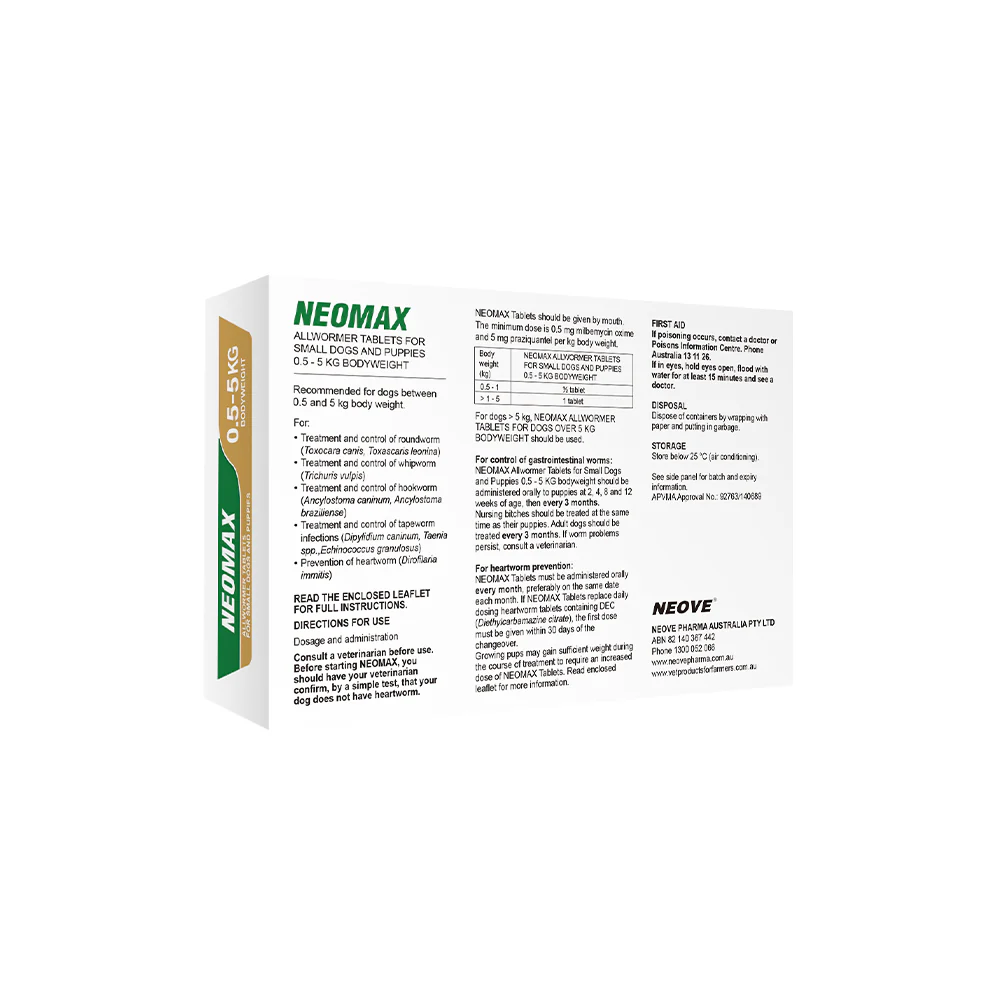 NEOMAX Allwormer Tablets For Small Dogs & Puppies 0.5-5kg - Image 6