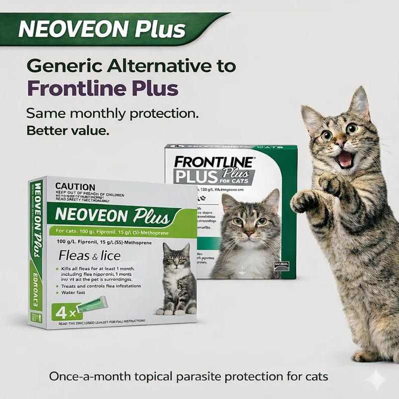 NEOVEON PLUS Fleas And Lice For Cats 4x0.5mL Tubes Green - Image 2