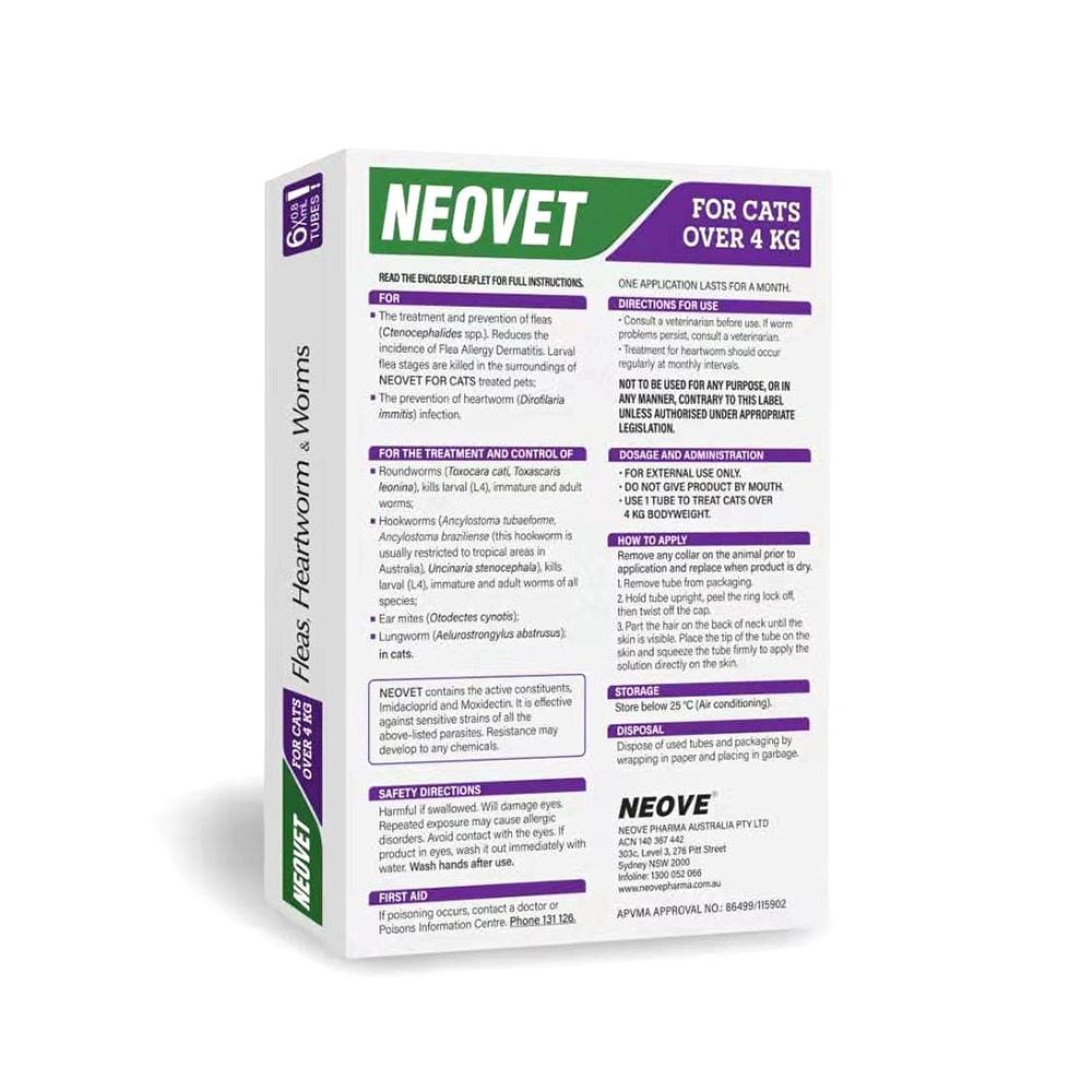 NEOVET Flea And Worming For Cats Over 4kg Purple - Image 3