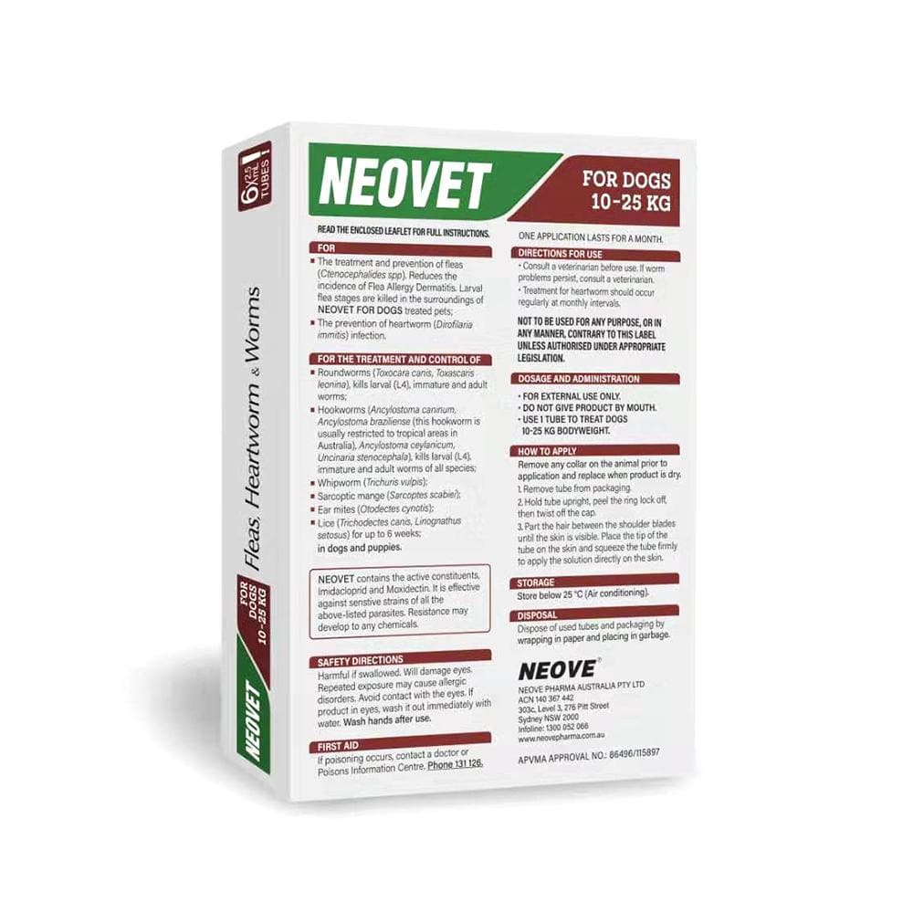NEOVET Flea And Worming For Large Dogs 10-25kg Red - Image 3