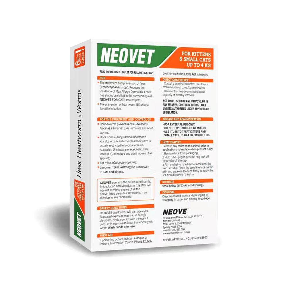 NEOVET Flea And Worming For Kitten & Small Cats Up To 4kg Orange - Image 3