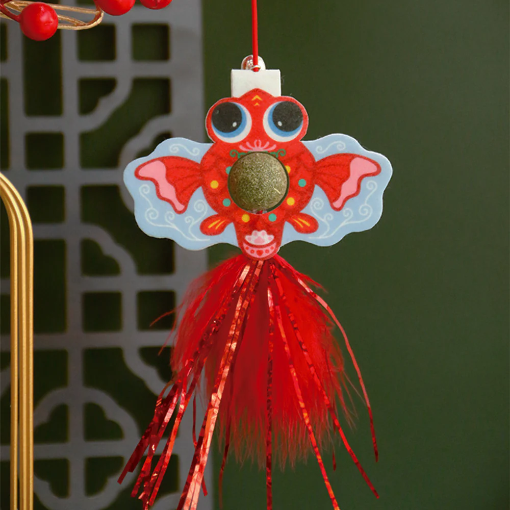 New Year Koi Carp Hanging Door With Elastic Swing & Catnip Ball Cat Toy - Image 2