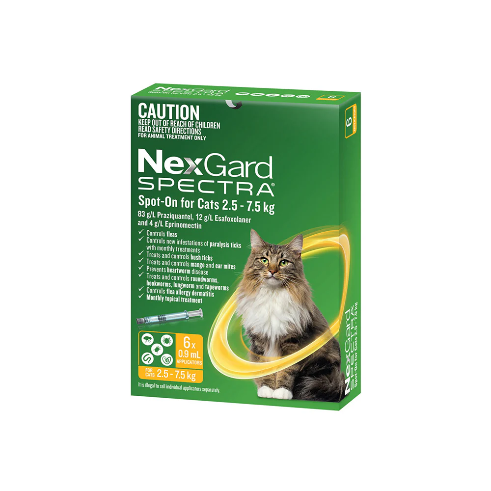 NEXGARD SPECTRA Flea, Tick & Worming Spot On For Cats 2.5-7.5kg 6pcs - Image 2