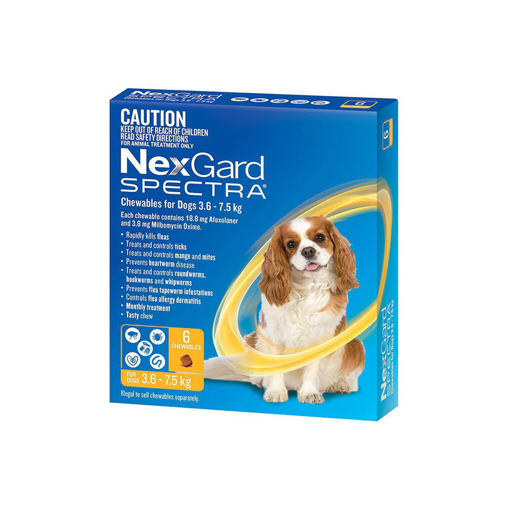 NEXGARD SPECTRA Flea, Tick & Worming Chews For Dogs 3.6-7.5kg 6pcs
