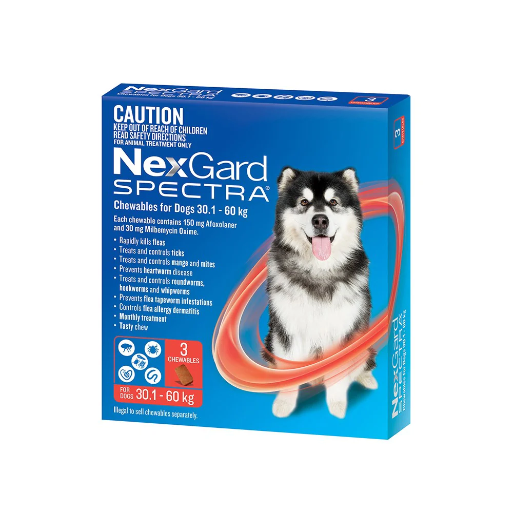 NEXGARD SPECTRA Flea, Tick & Worming Chews For Dogs 30.1-60kg 3pcs