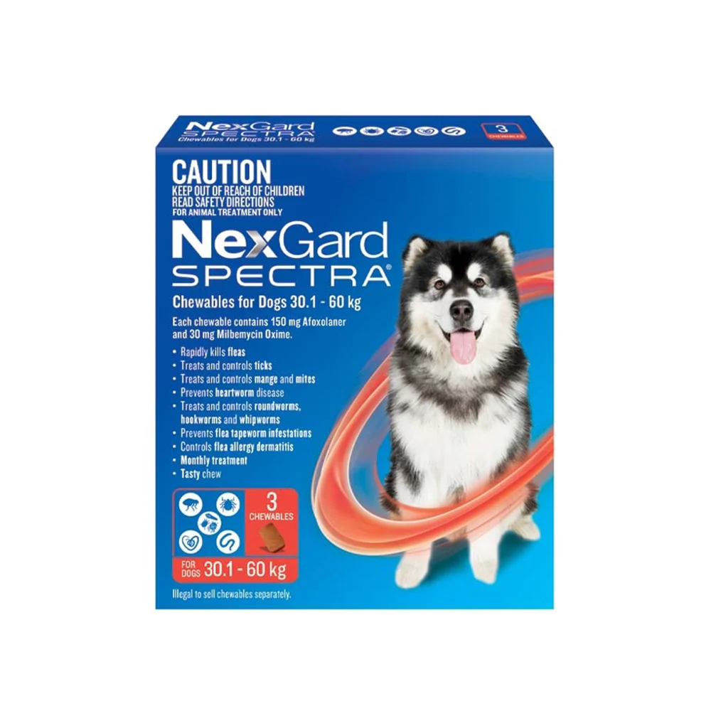NEXGARD SPECTRA Flea, Tick & Worming Chews For Dogs 30.1-60kg 3pcs - Image 2