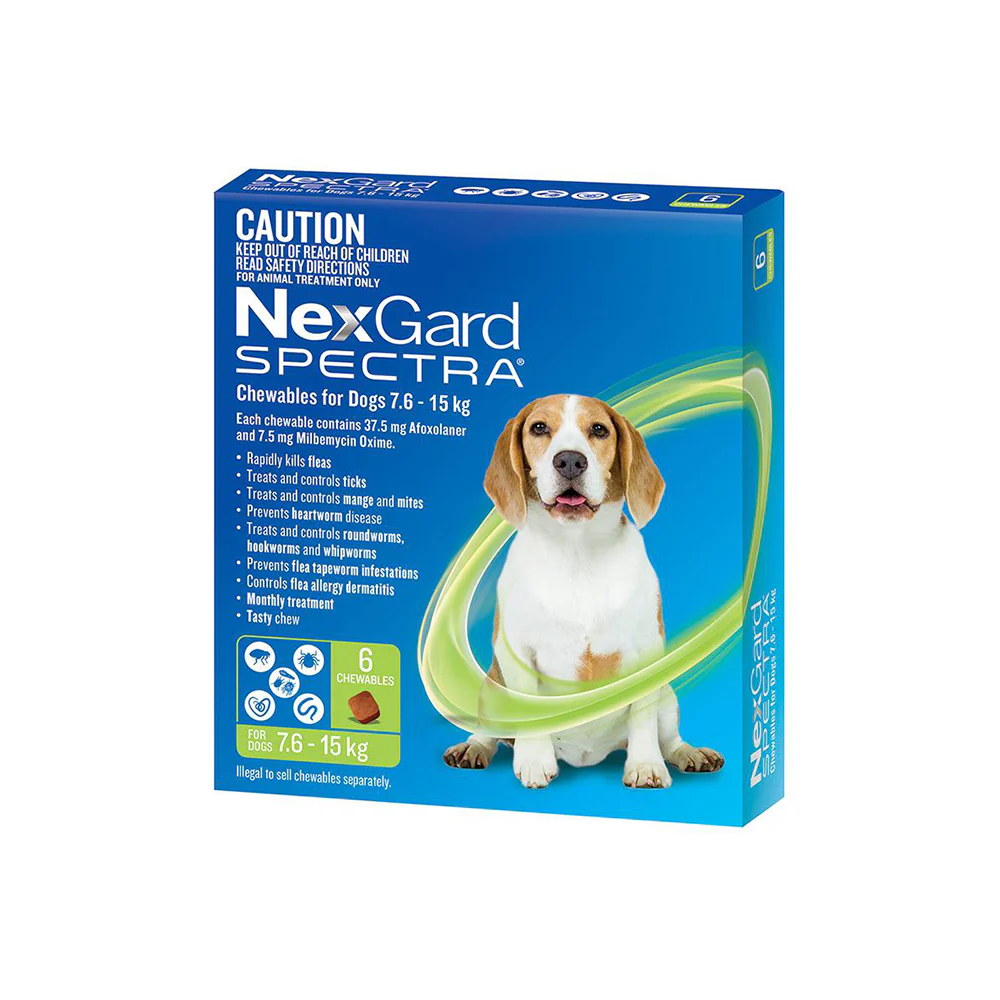 NEXGARD SPECTRA Flea, Tick & Worming Chews For Dogs 7.6-15kg 6pcs
