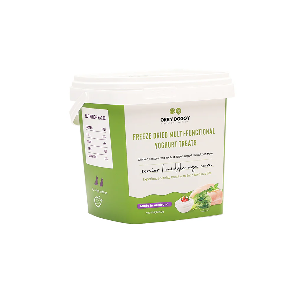 OKEY DOGGY Freeze Dried Senior & Middle Age Care Multifunctional Yoghurt Pet Treats 50g - Image 4