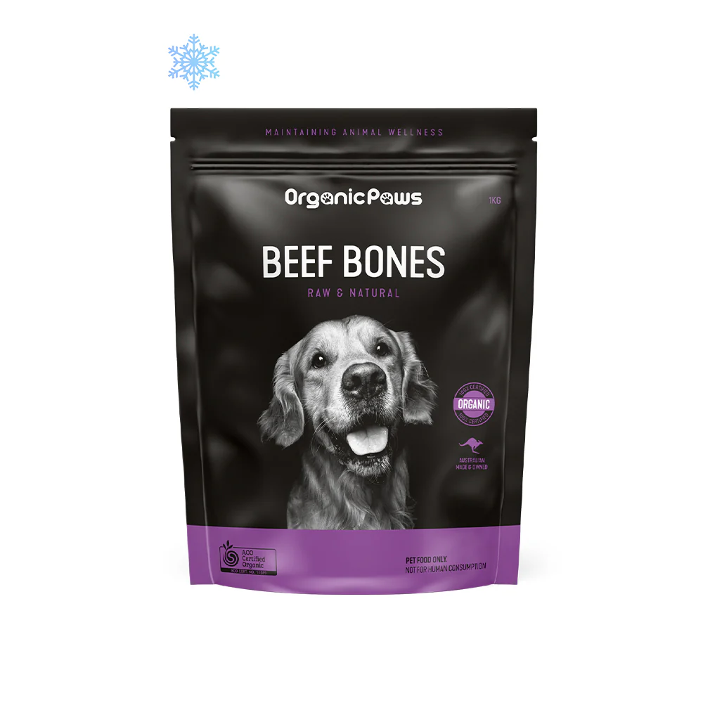 ORGANIC PAWS Beef Bones Raw Pet Food 1kg
