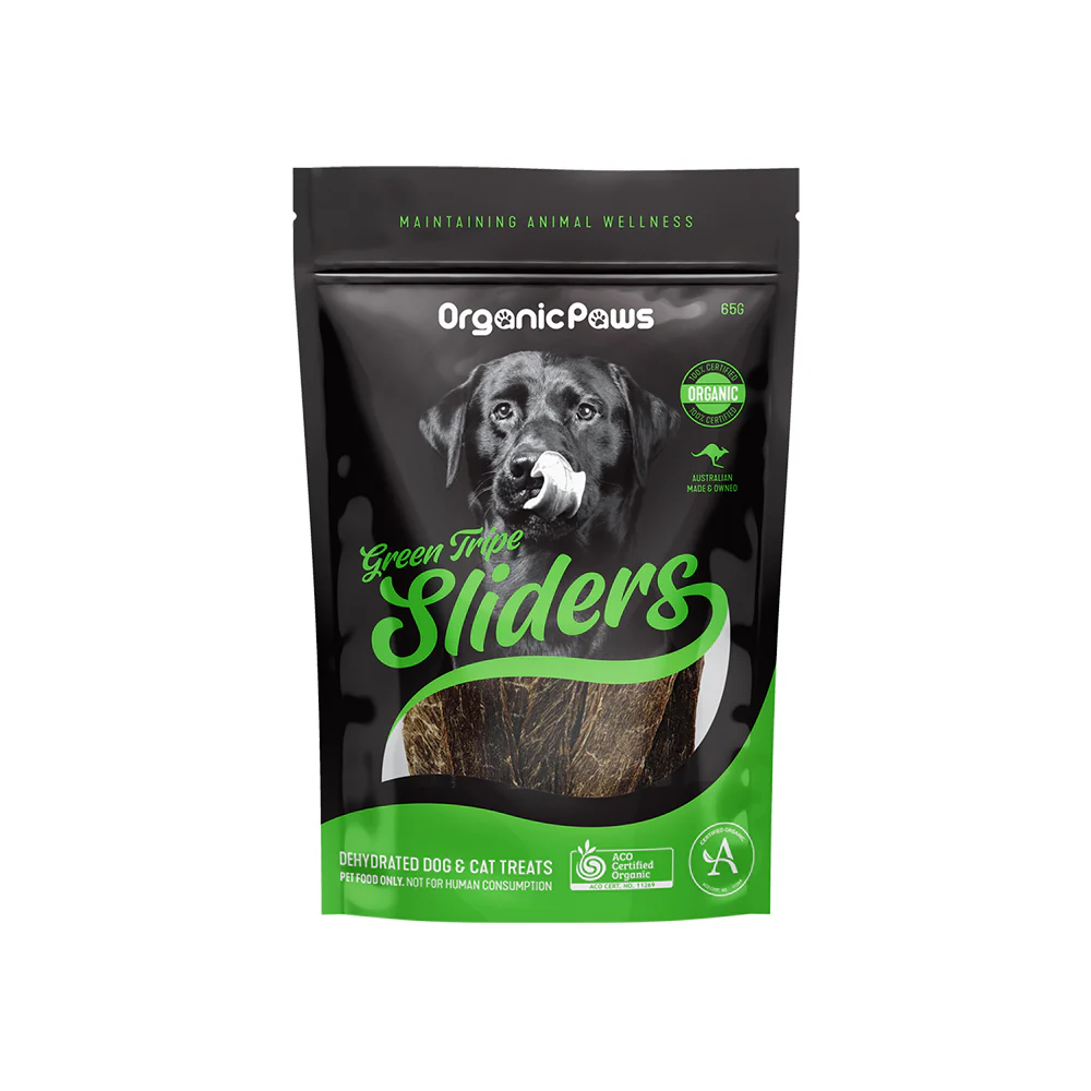 ORGANIC PAWS Green Tripe sliders Pet Treats 65g